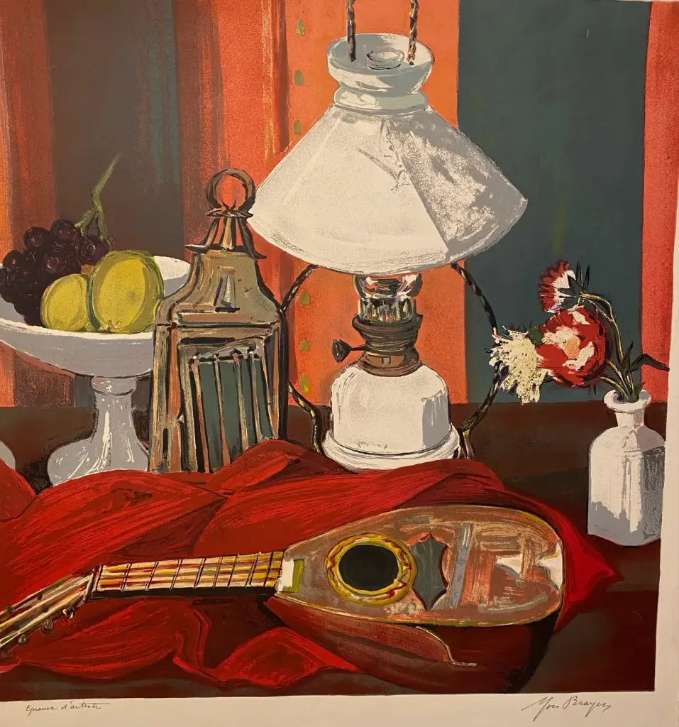 Lithographie signé Y. Brayer, épreuve d'artiste, pièce introuvable ayant servie pour l'exposition de Paris de 1969.              Lithograph signed Y. Brayer, artist's proof, an unobtainable piece used for the 1969 Paris exhibition.