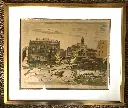 Lithographie signée Yves Brayer, Vue animée des ruines du forum romain
Signée en bas à droite, épreuve d'artiste. numéroté 25/242. Très belle lithographie de 1973, réalisé sur papier Japon.
50 x 65 cm de dessin dans un cadre de toute beauté en baguettes de laiton, à double relief martelé. Le cadre en entier mesure 75cm par 64cm.Achetée en galerie à Paris, boulevard Hausmann en 1980.  Lithograph signed Yves Brayer, Animated view of the ruins of the Roman forum Signed lower right, artist's proof. Numbered 25/242. Very beautiful lithograph from 1973, made on Japanese paper. 50 x 65 cm of drawing in a beautiful frame made of brass rods, with double hammered relief. The entire frame measures 75cm by 64cm. Purchased in a gallery in Paris, boulevard Hausmann in 1980.