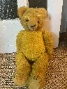 OURS vintage, PELUCHE mohair, vers 1920, JOUET ANCIEN, rembourré de paille, 60cm.                                          Vintage BEAR, mohair TEDDY, circa 1920, OLD TOY, stuffed with straw, 60cm.