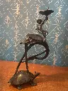 BRONZE ancien XIXème, GRUE SUR TORTUE MINOGAME, chine japon XIXe.   Antique 19th century bronze, crane on turtle, MINOGAME, China, Japan, 19th century