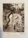 Superbe gravure orientaliste signée Edmond Valès, épreuve d'artiste unique.                                                      Superb orientalist engraving signed Edmond Valès, unique artist's proof.