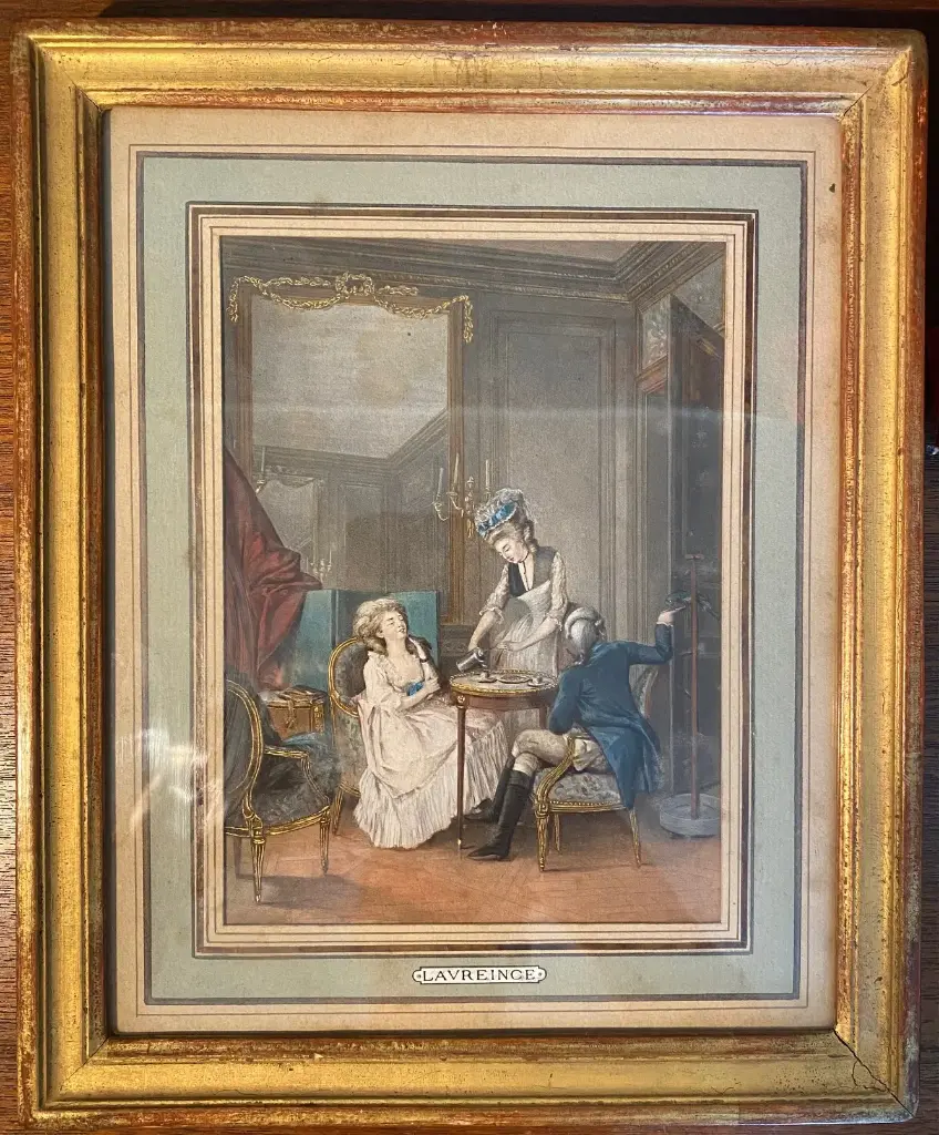 Lithographies anciennes, époque XIXème, polychrome, encadré bois, sous verre.                                          Old lithographs, 19th century, polychrome, wooden frame, under glass.