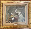 Lithographies anciennes, époque XIXème, polychrome, encadré bois et sous verre.                                          Old lithographs, 19th century, polychrome, framed in wood and under glass.