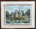 Aquarelle ancienne signée, encadrée sous verre, début XXème, château de Boumois.                                                          Old signed watercolor, framed under glass, early 20th century, Boumois castle.