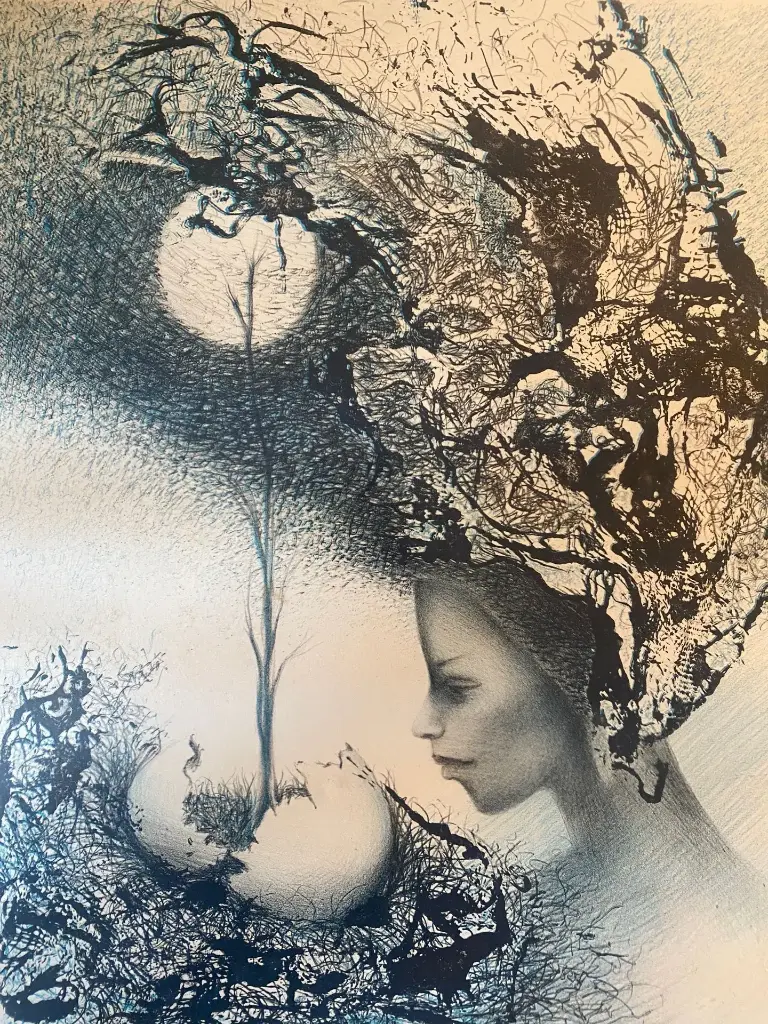 Lithographie ancienne signée, épreuve d'artiste, EDUARDO ROCA SALAZAR (CHOCO) .                                                    Old signed lithograph, artist's proof, EDUARDO ROCA SALAZAR (CHOCO).