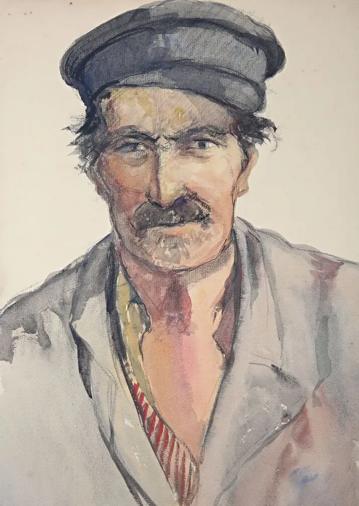 Aquarelle ancienne, signée, Edmond Valès, orientaliste, daté de 1939.            An antique watercolor painting, signed by Edmond Valès, an orientalist artist, dated 1939.