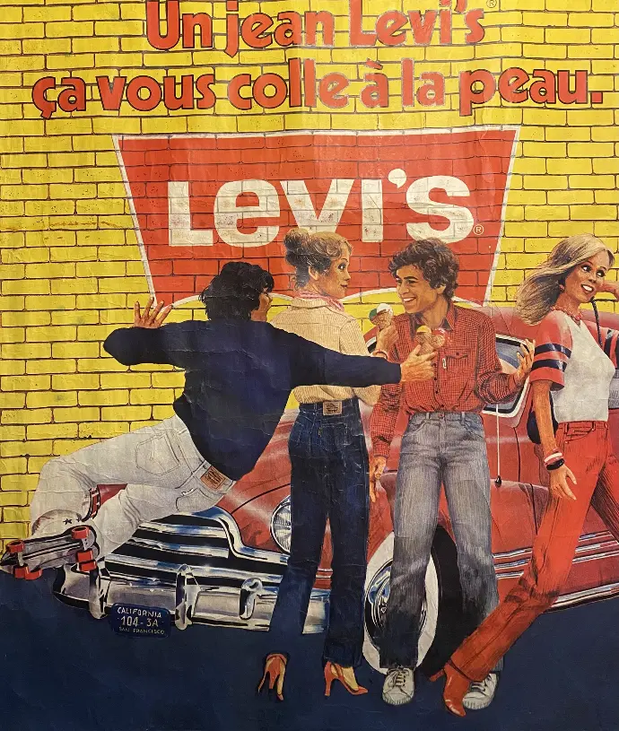 ​Affiche Levi's Strauss, signée Fonferrier, des années 70.                                  Levi's Strauss poster, signed by Fonferrier, from the 70s​