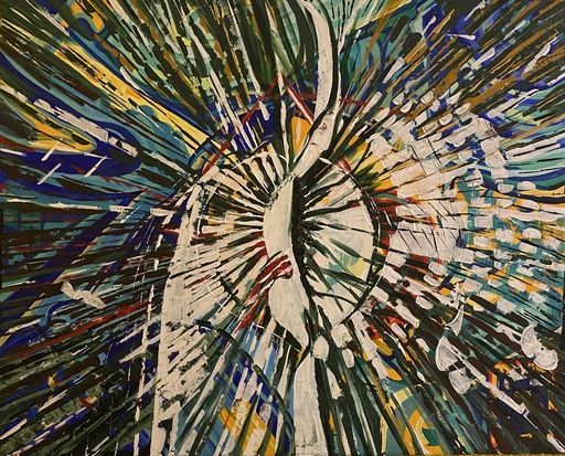 Peinture acrylique abstraite signée.                                Signed abstract acrylic painting.