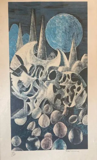 Lithographie ancienne signé Cornin, pour Jon Corka ( 1905-1992), numérotée, rare.                                         Old lithograph signed Cornin, for Jon Corka (1905-1992), numbered, rare