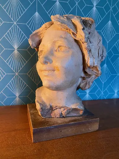 Buste en terre cuite Jean-Baptiste Carpeaux. XIXème. Sculpture à l'étude.                                                                       Jean-Baptiste Carpeaux, study, 19th century terracotta bust. Carpeaux sculpture.