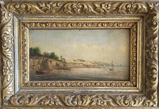 Tableau signé-Tableaux marine-Peinture XIXème-Peinture sur bois-Tableaux XIXème-Petit tableaux.